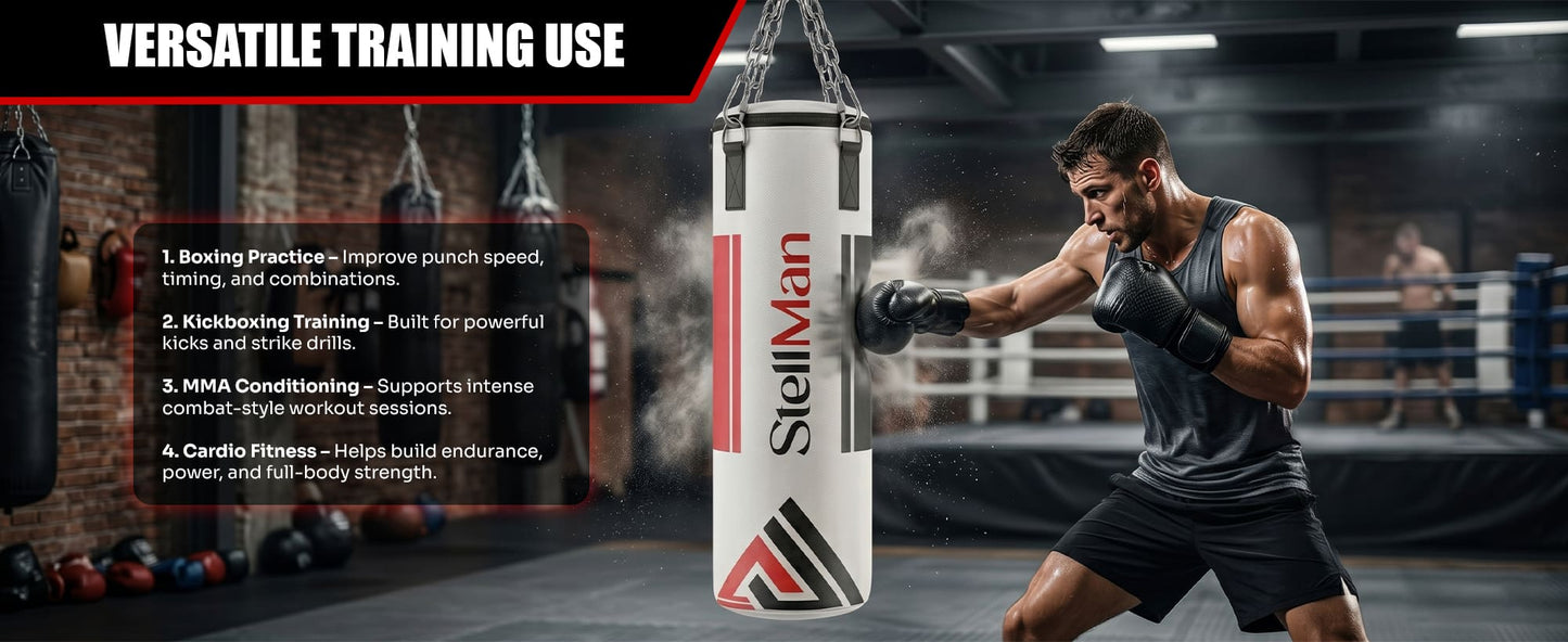 Stellman Compact MMA Hanging Punching Bag | Space-Saving Design