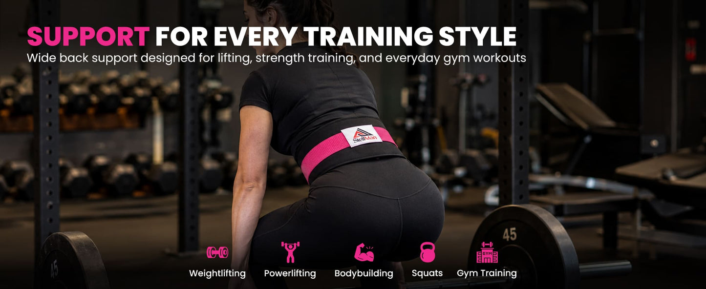 Stellman RecoilDefend Neoprene Weight Lifting Belt - Black/Pink