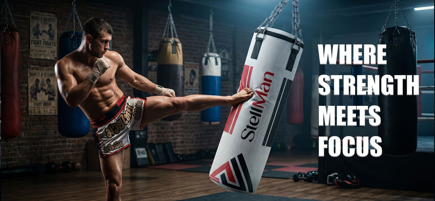 Stellman Compact MMA Hanging Punching Bag | Space-Saving Design