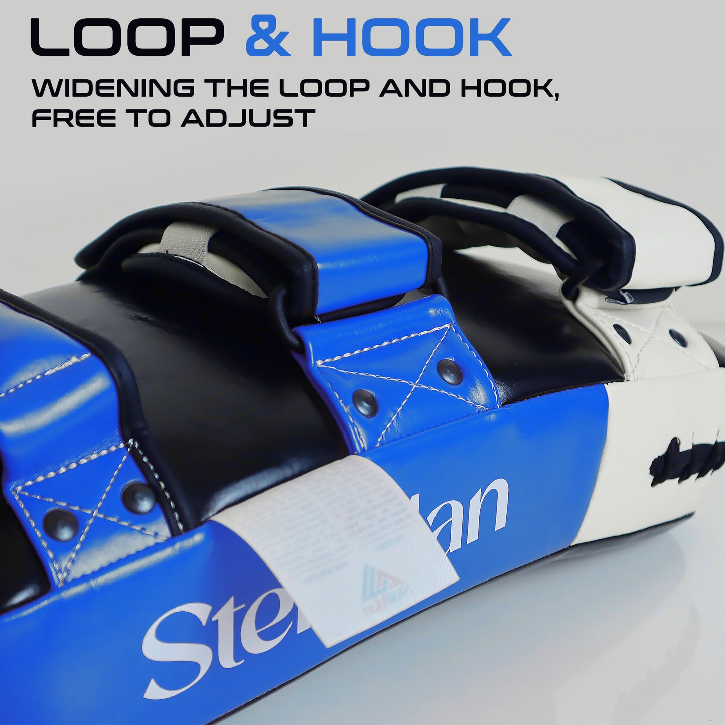 StellMan Muay Thai Curved Kick Pads Blue – Leather MMA & Kickboxing Training Pads