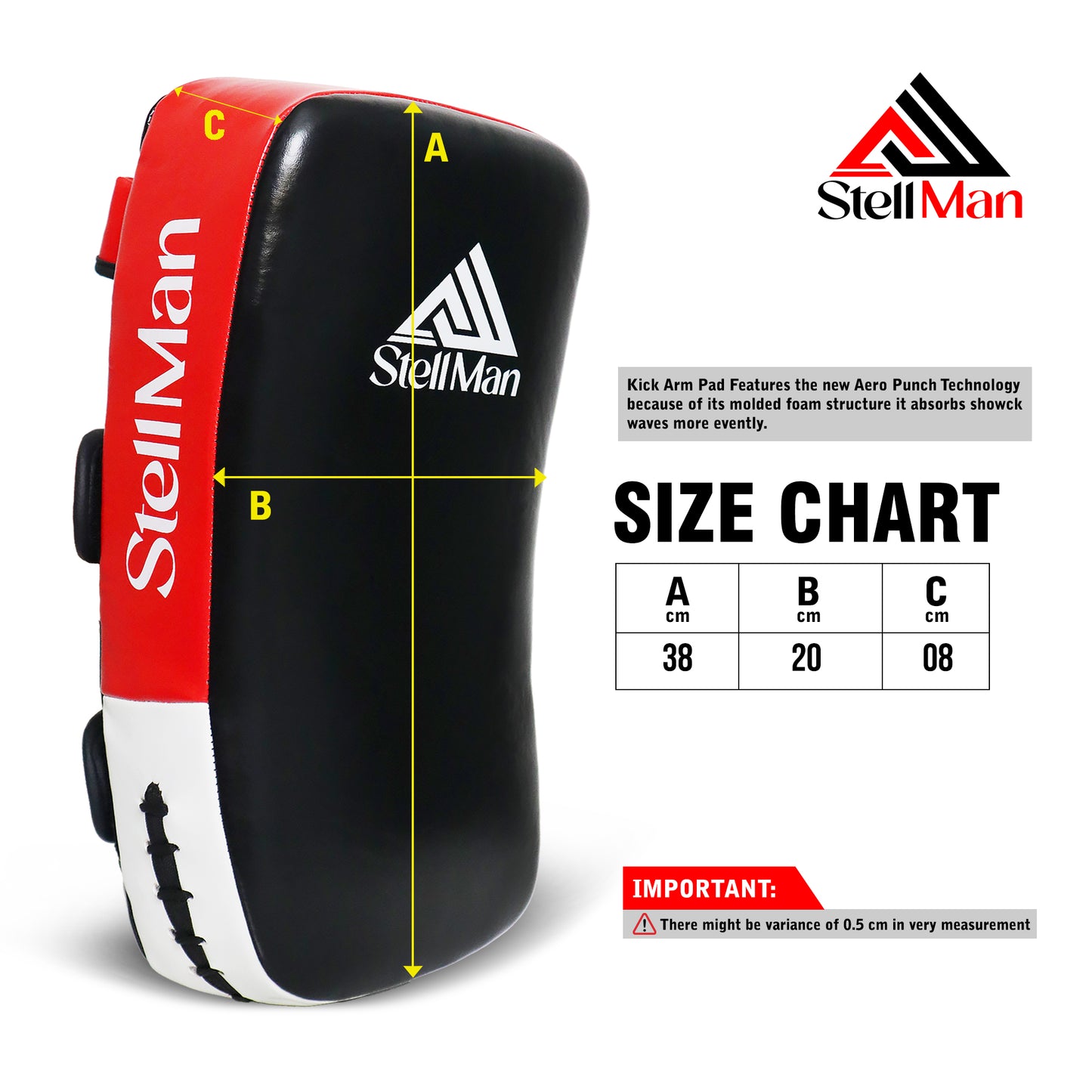 StellMan Muay Thai Curved Kick Pads Red – Leather MMA & Kickboxing Training Pads