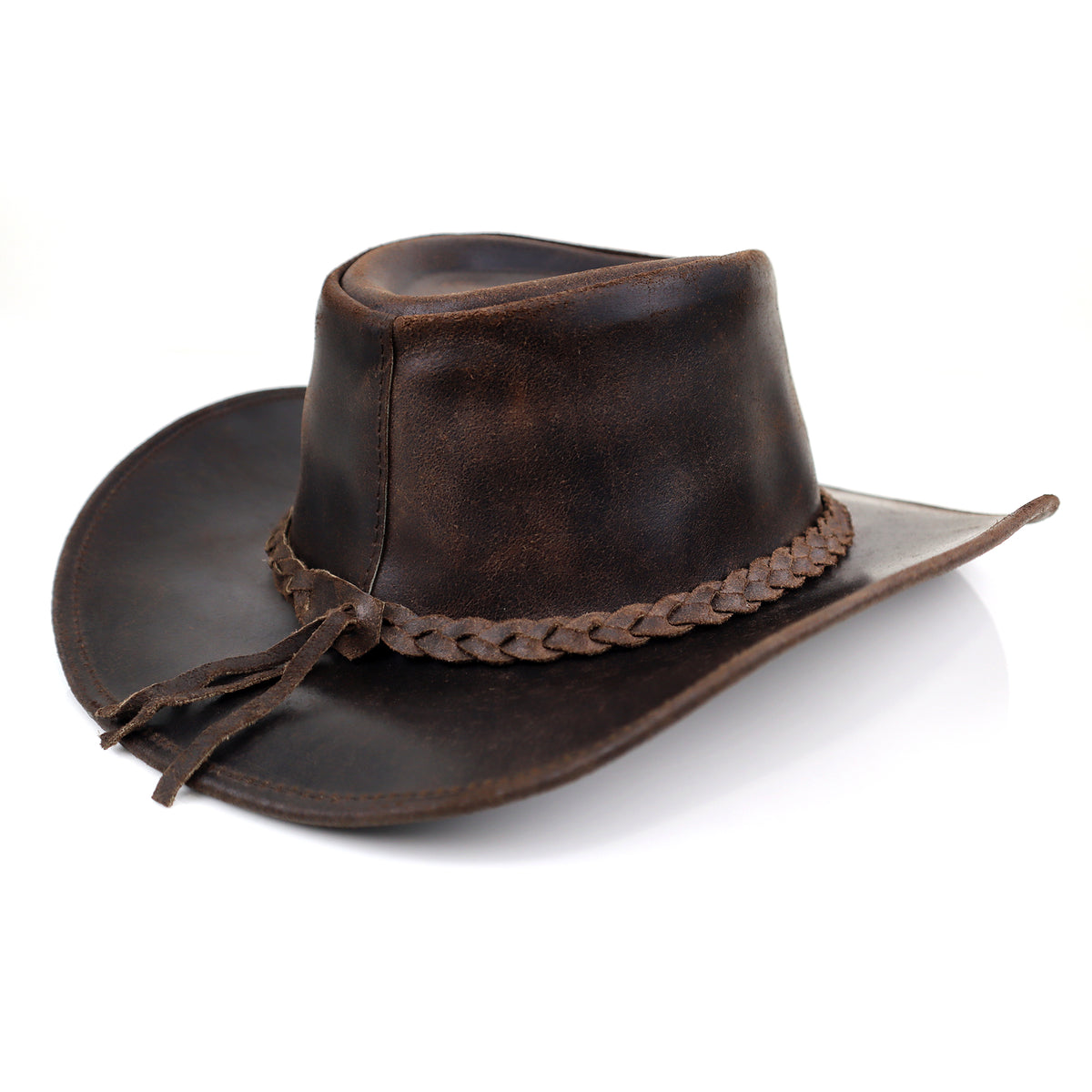 Brown Leather Cowboy Hat