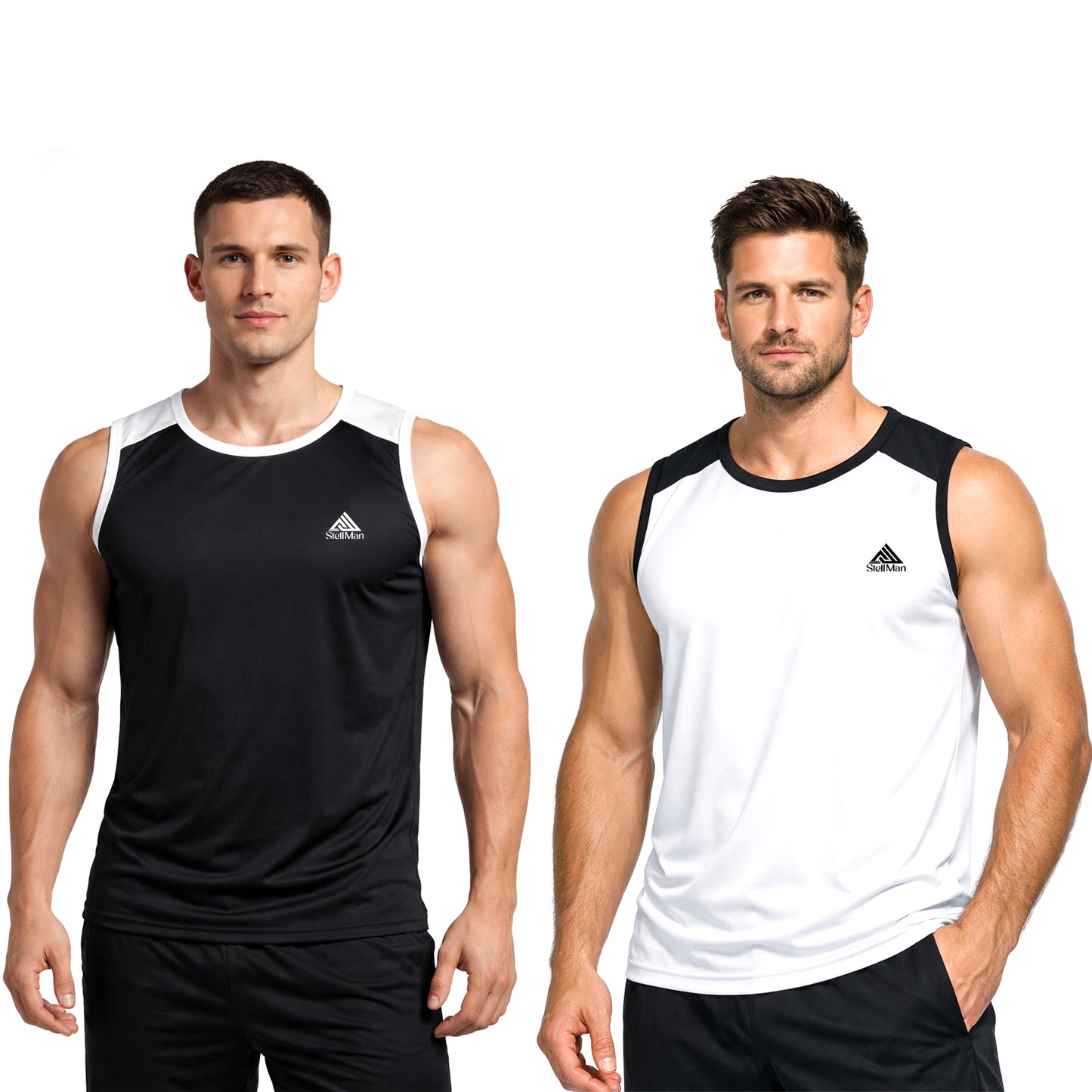 StellMan Men's Gym Tank Tops Pack of 2 – Sleeveless Workout & Training Shirts