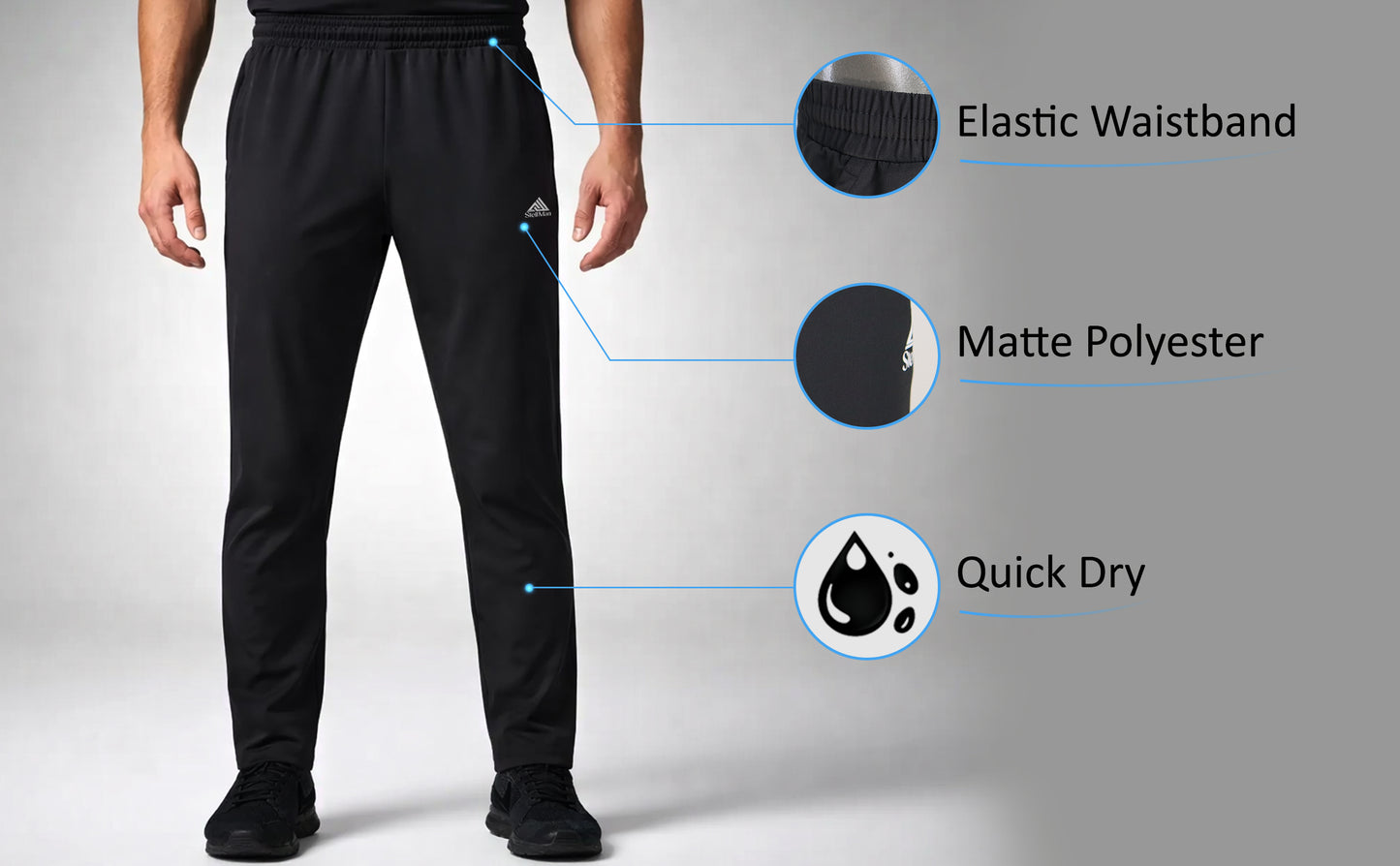 StellMan Men’s Sports Trousers DriveFlex – Quick-Dry Stretch Gym Running Training Pants