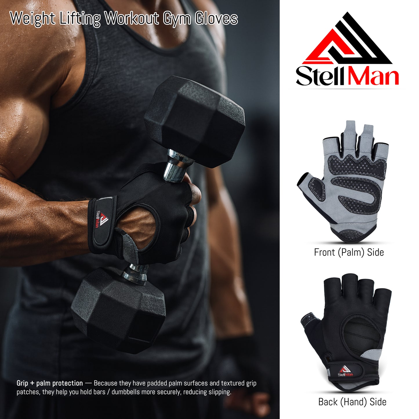 Stellman Road Cycling Gloves – Padded Palm, Non-Slip Grip