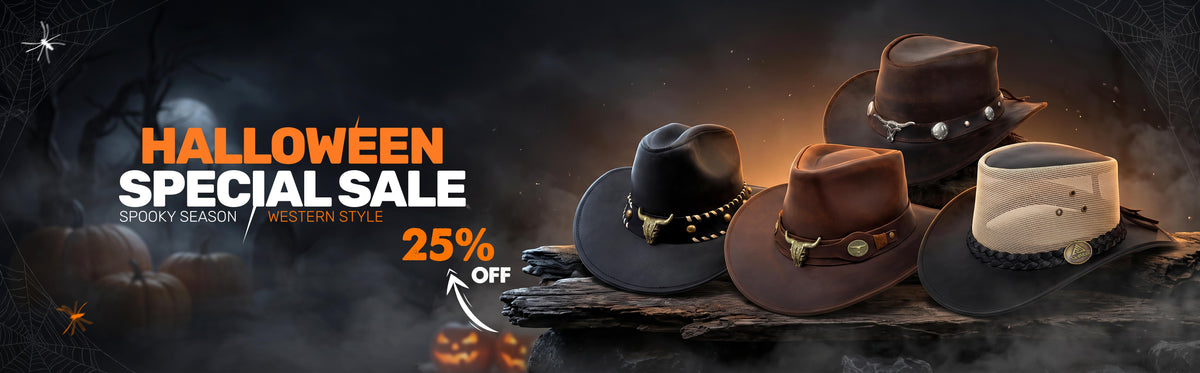 Leather Cowboy Hats 20% off  Halloween sale