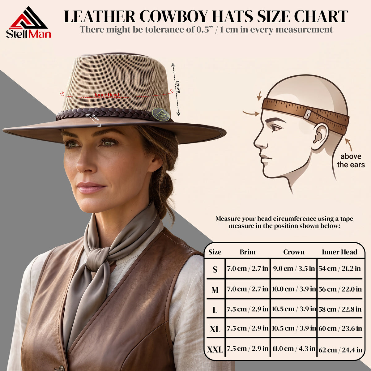 StellMan BrownRange Leather Cowboy Hat
