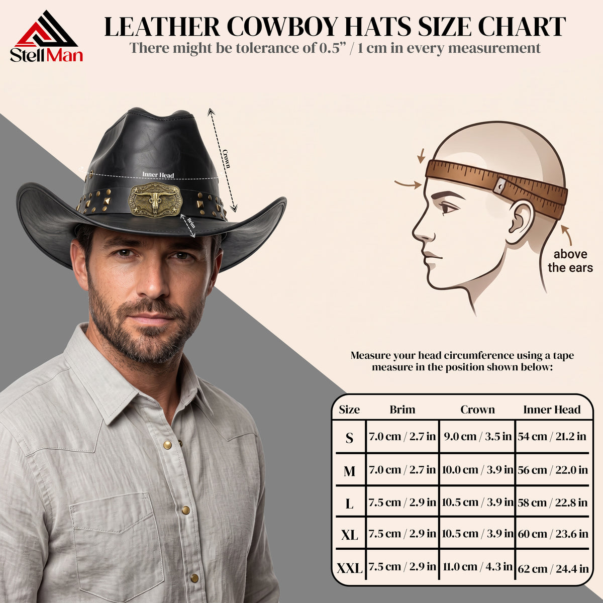 StellMan Ranchvello Leather Cowboy Hat