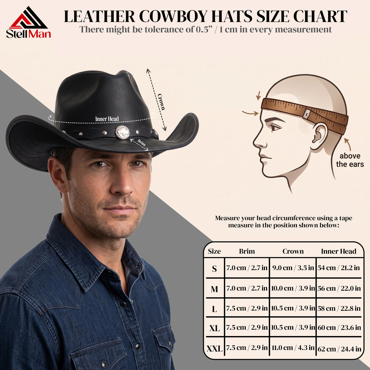 Stellman Rawhide Rodeo Leather Cowboy Hat