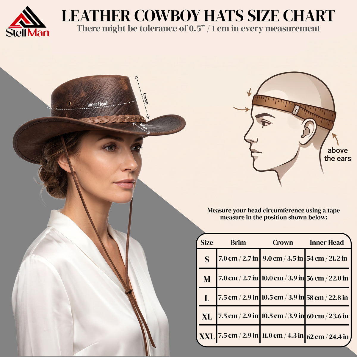 StellMan DustCrest Leather Cowboy Hat