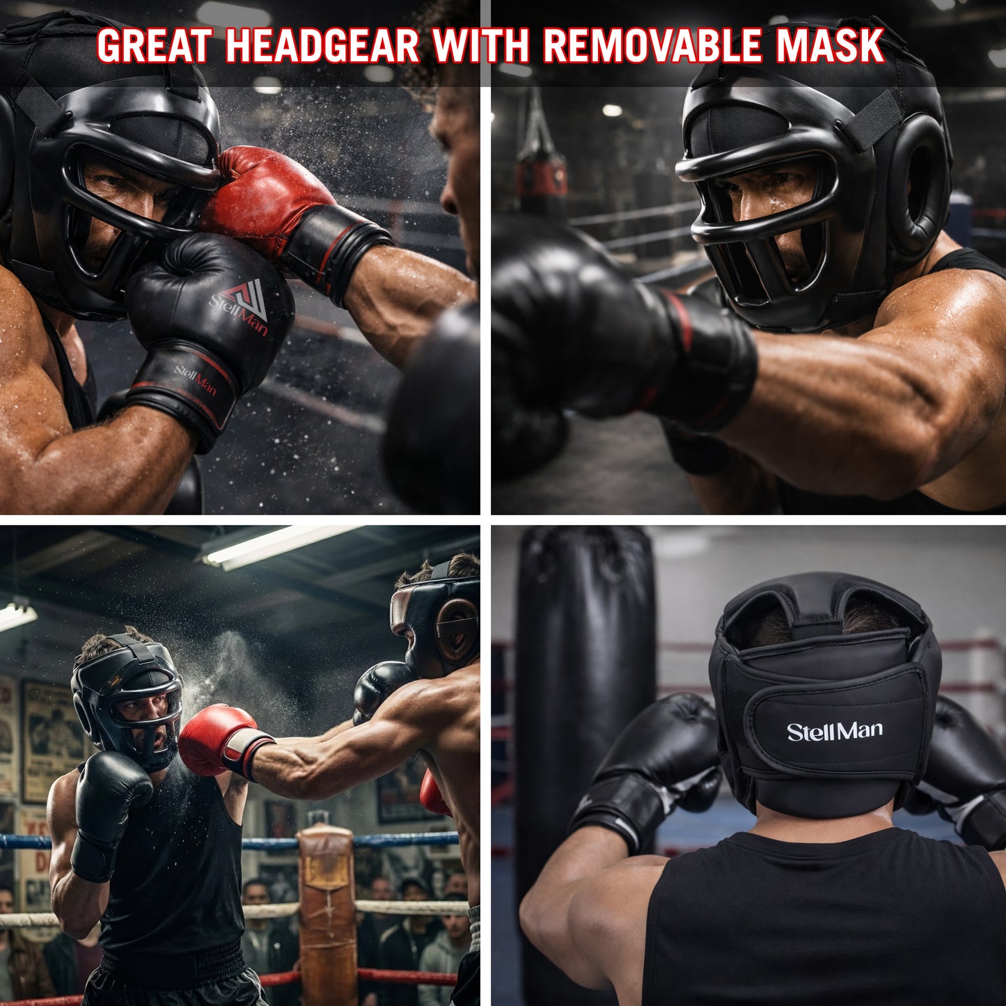 StellMan FlexCage Boxing Head Guard with Removable Face Grill