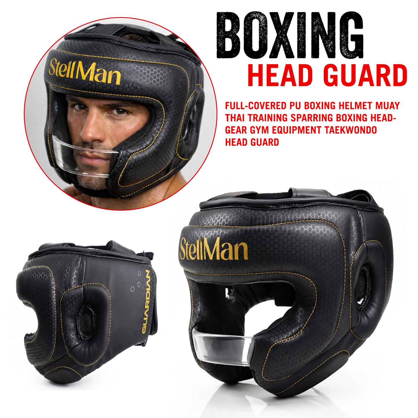 StellMan AegisCore Pro Boxing Head Guard with Face Bar