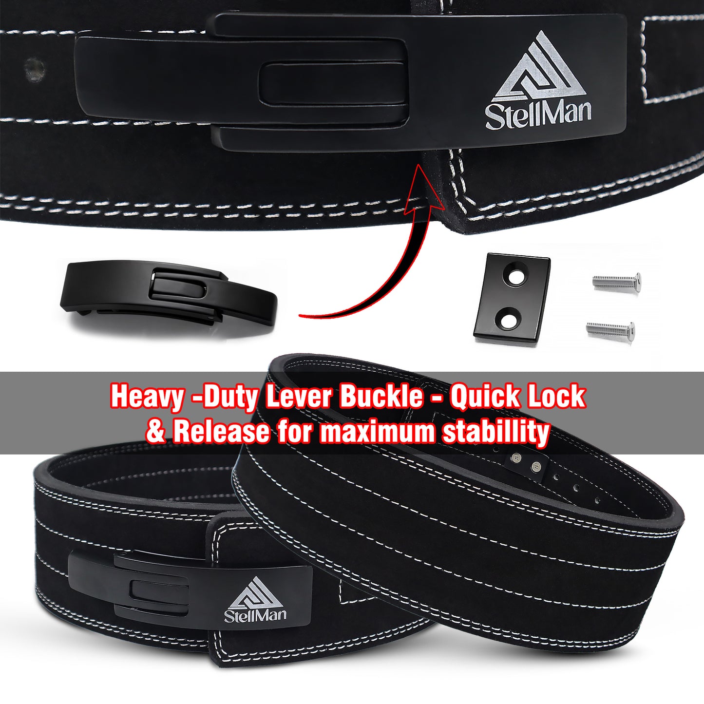 Stellman VeloLock Powerlifting Lever Belt for Weight Lifting – Black