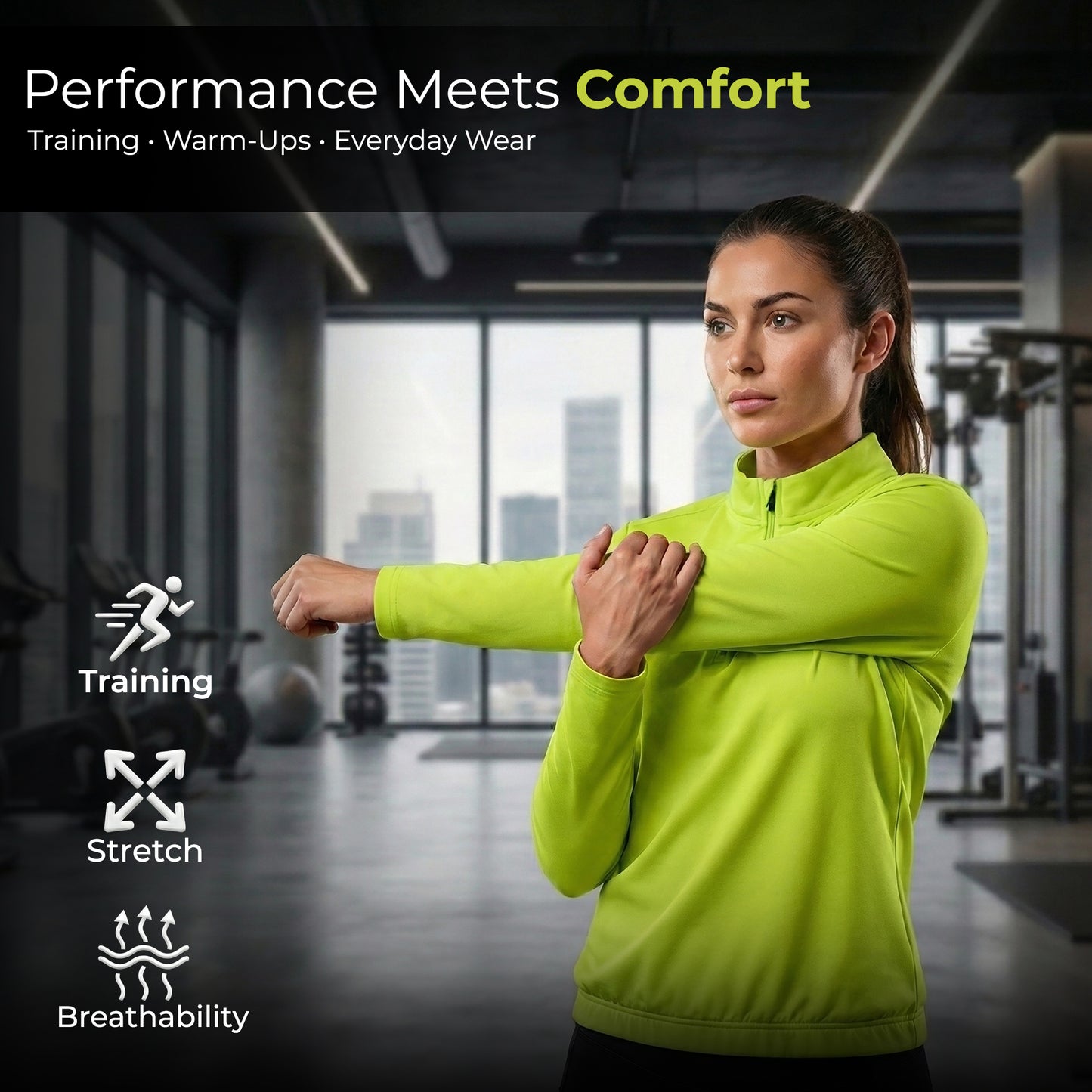 StellMan MoveTech Quarter-Zip Sweatshirt -  Lime Popsicle