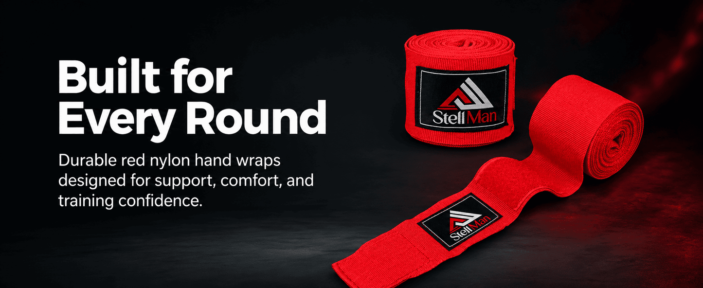 StellMan Pro Boxing Hand Wraps – Red Wrist Support