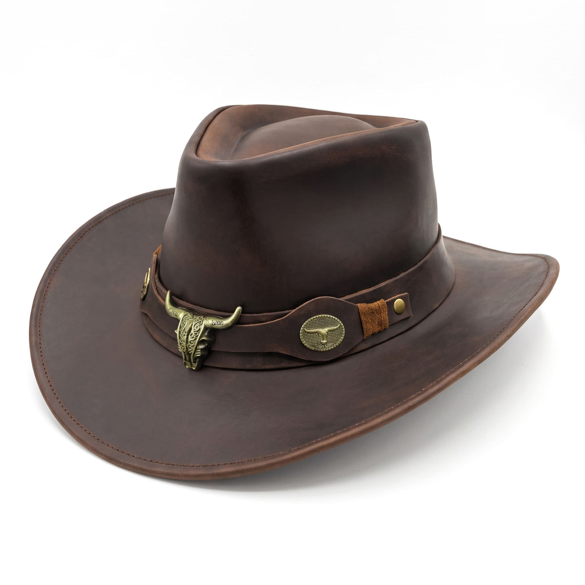 StellMan CanyonHorn Leather Cowboy Hat