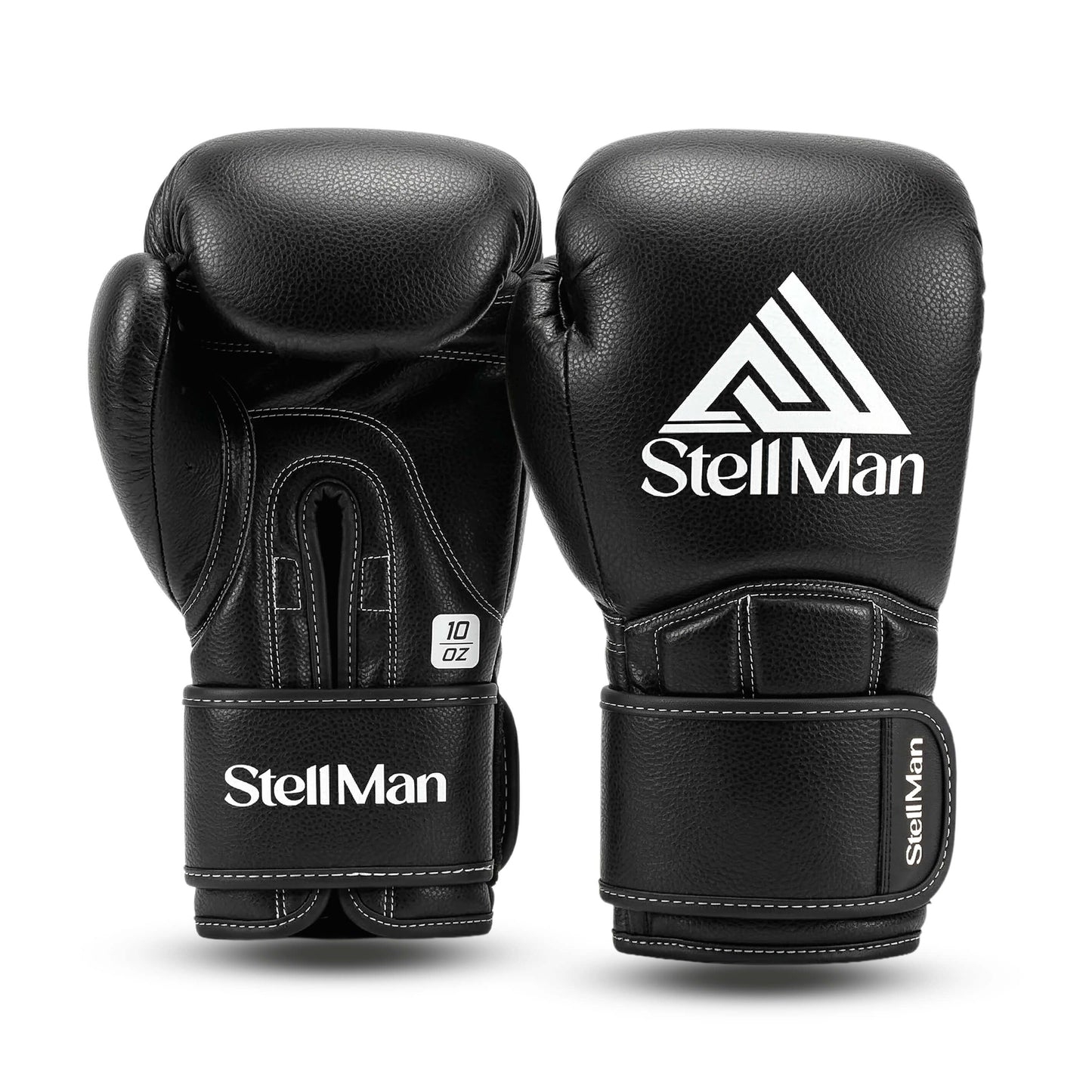 StellMan PunchMaster Pro boxing gloves black premium synthetic leather training gloves 10oz