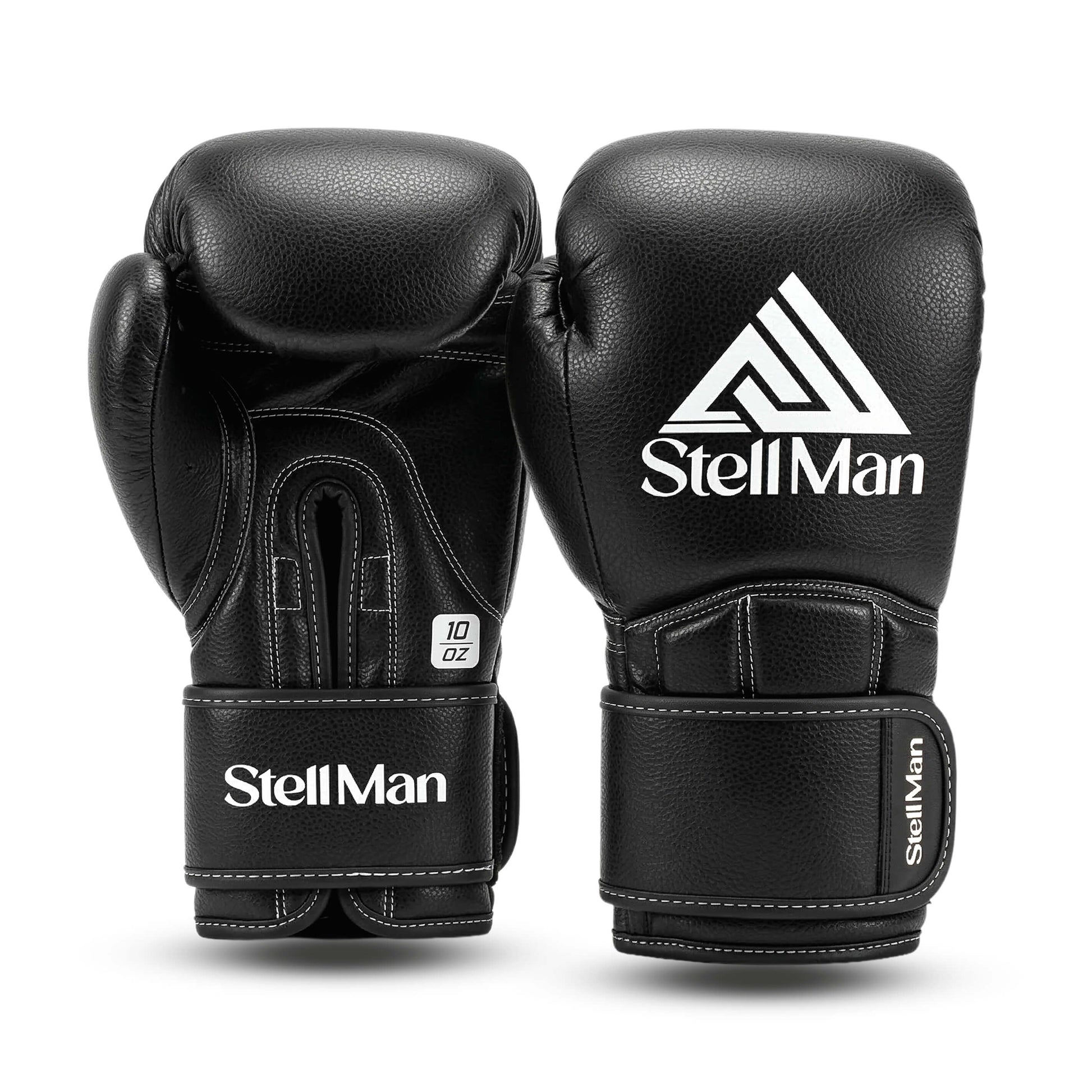 StellMan PunchMaster Pro boxing gloves black premium synthetic leather training gloves 10oz