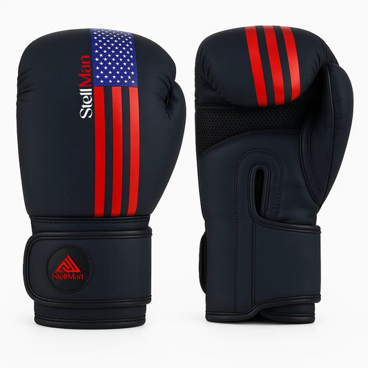 Stellman Contender Xt Boxing Gloves-Black/Red Flag