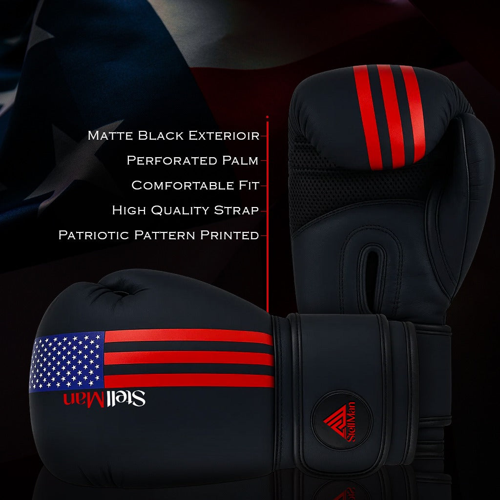 Stellman Contender Xt Boxing Gloves-Black/Red Flag