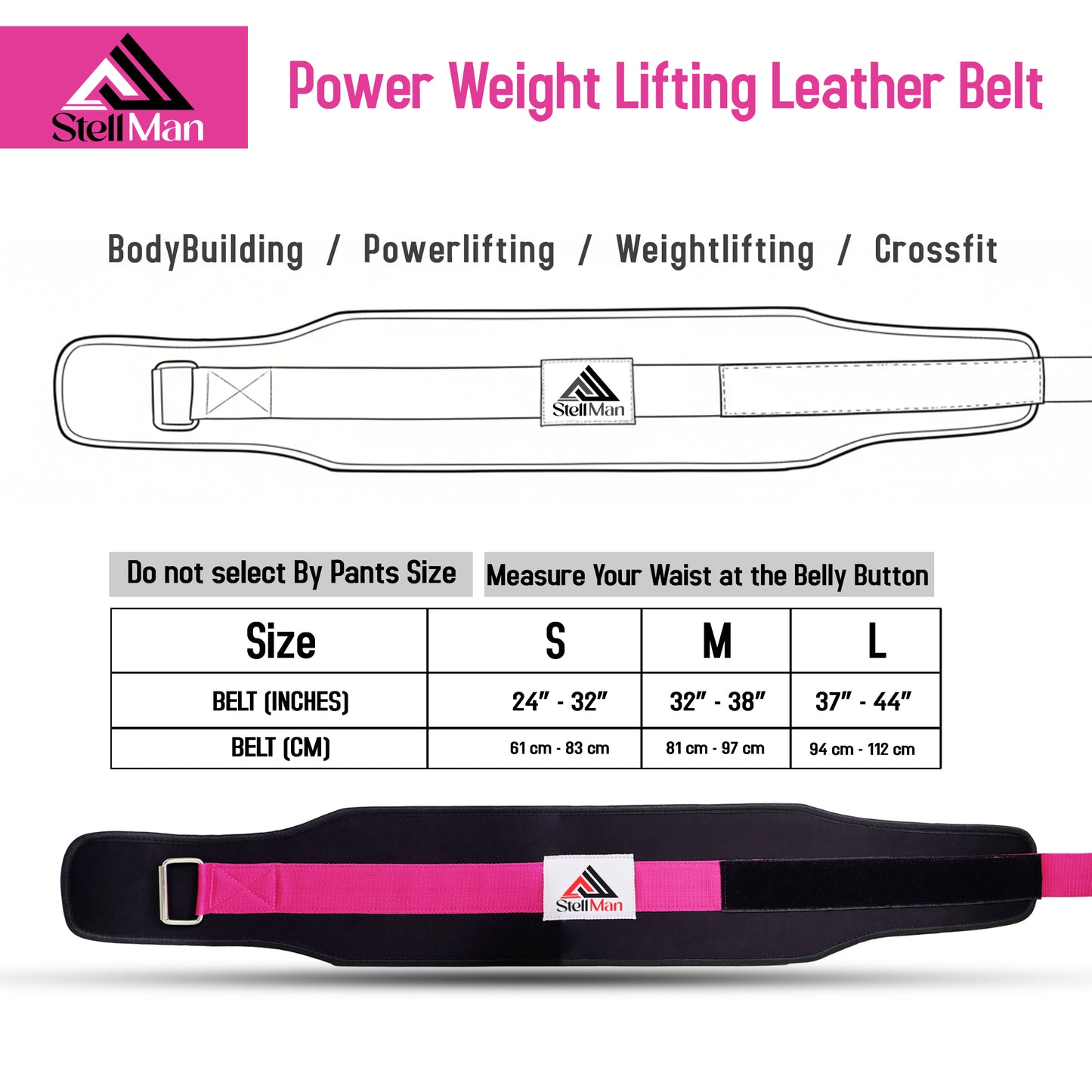 Stellman RecoilDefend Neoprene Weight Lifting Belt - Black/Pink