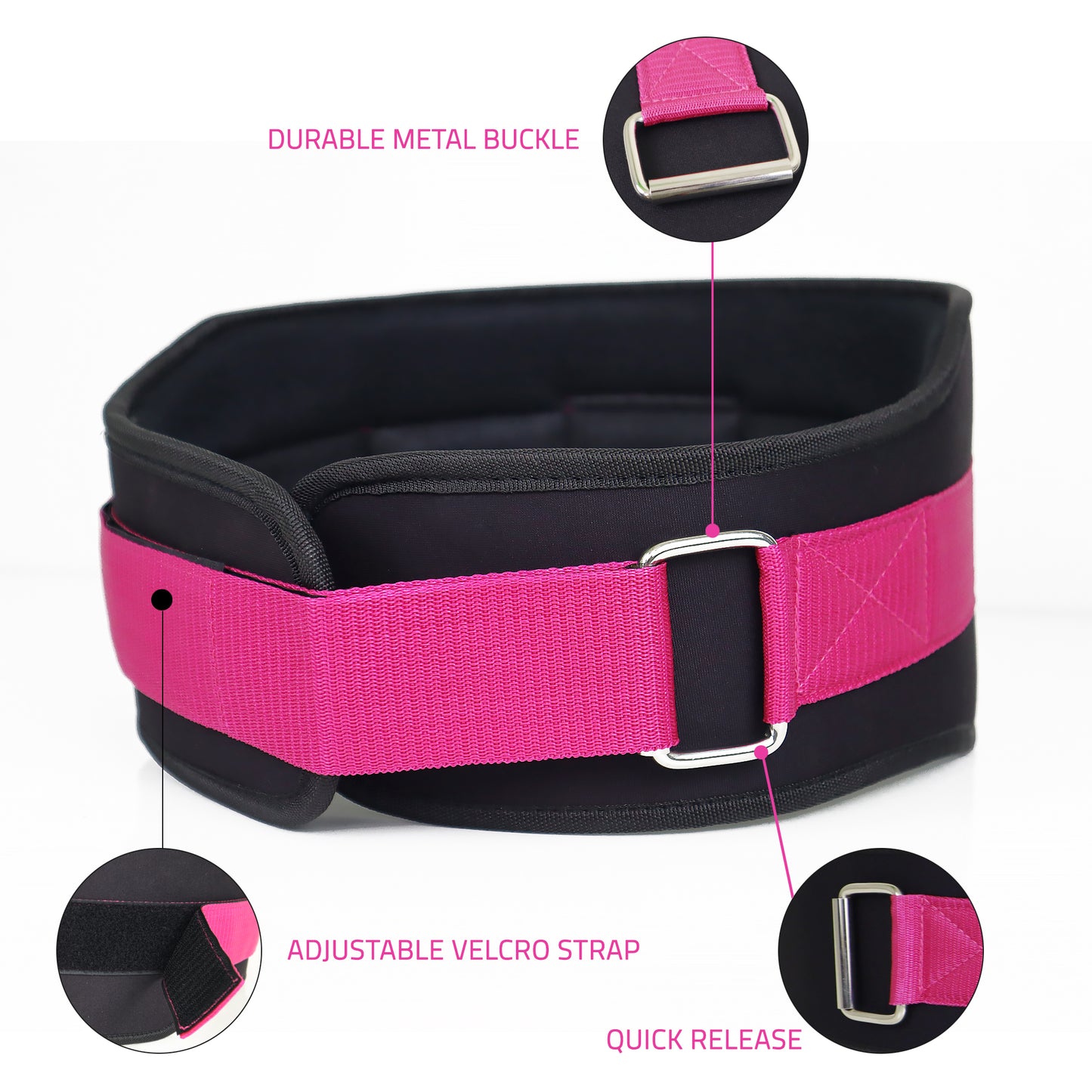 Stellman RecoilDefend Neoprene Weight Lifting Belt - Black/Pink