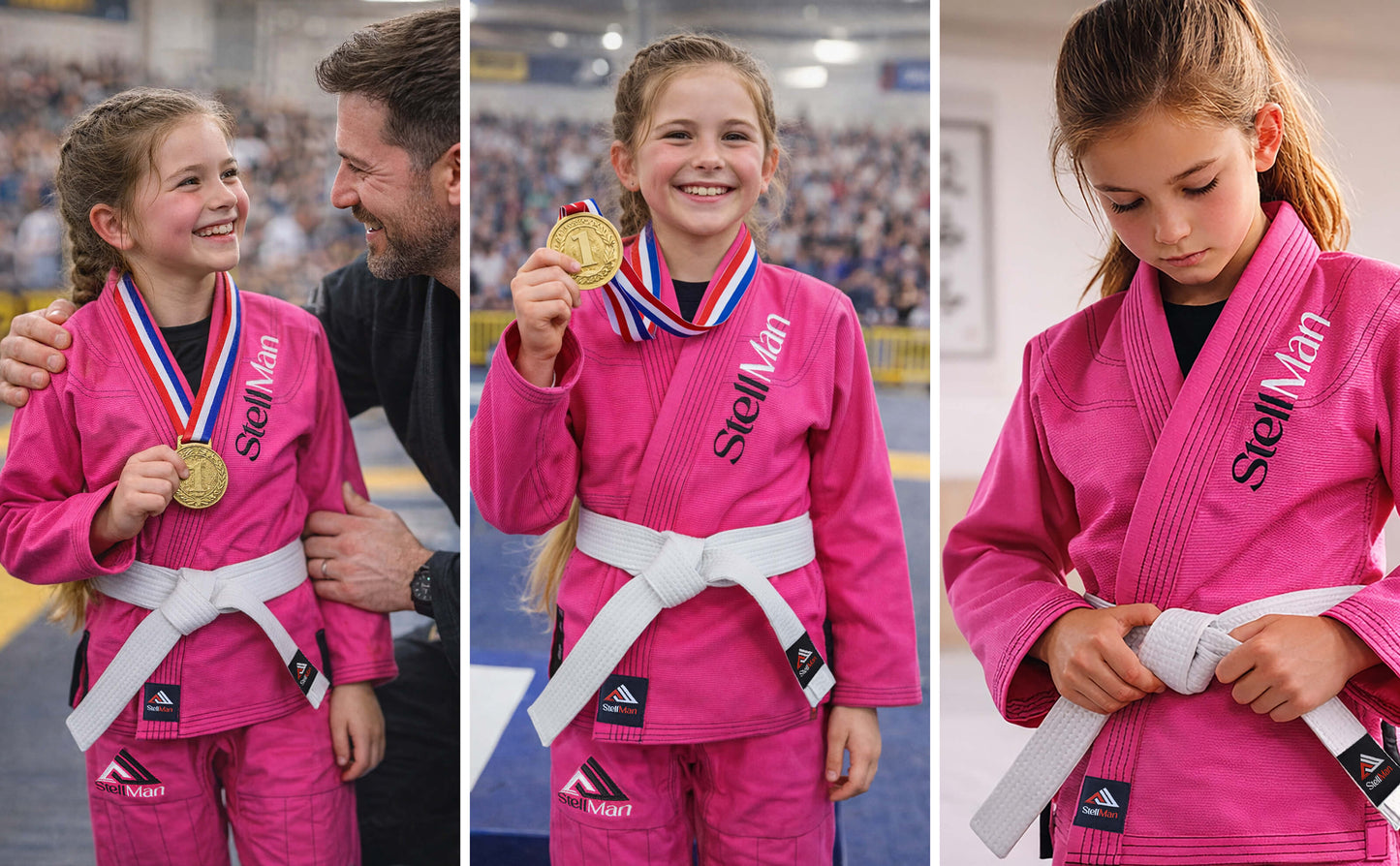 StellMan LittleWarrior Kids Brazilian Jiu-Jitsu BJJ Gi – Pink