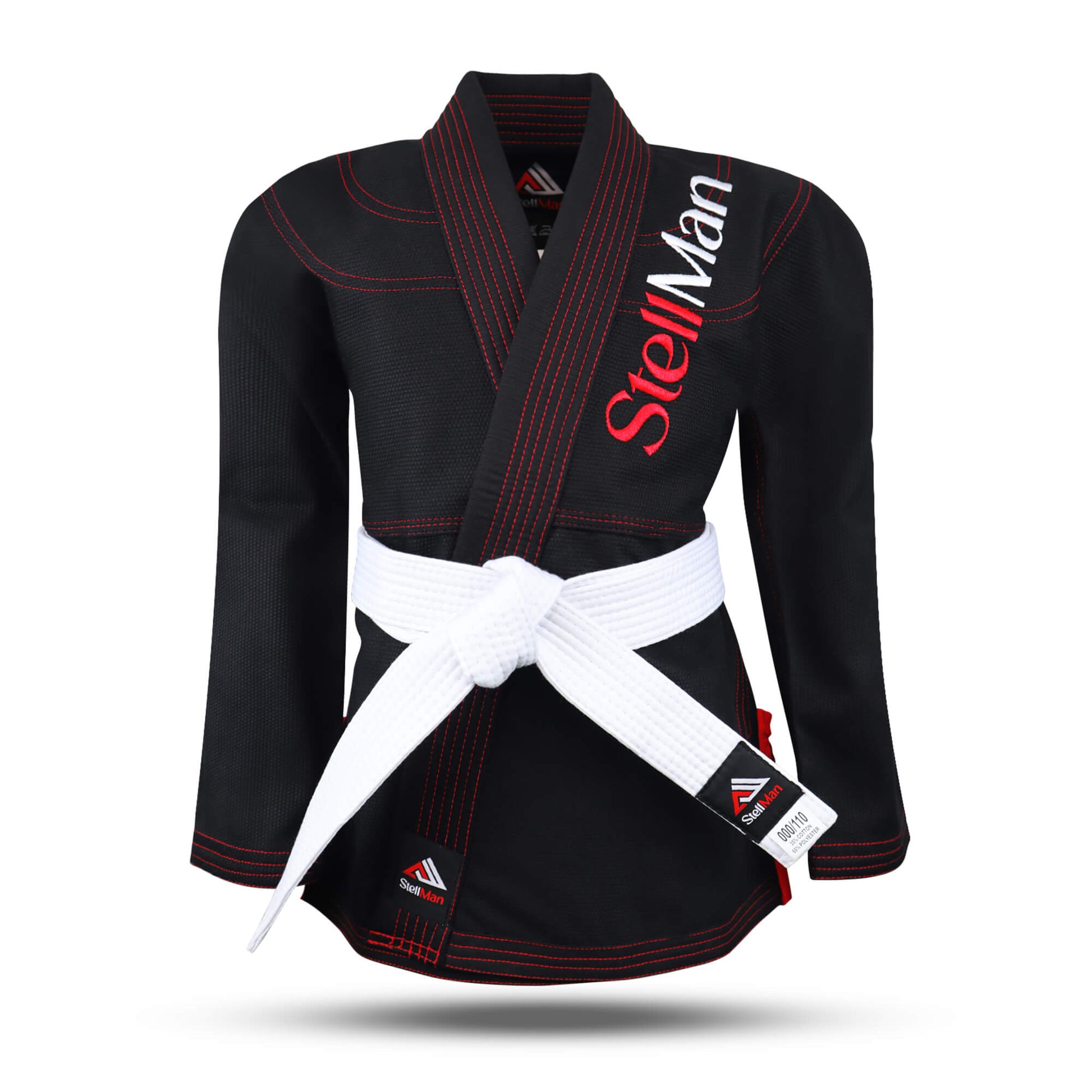 Kids BJJ gi with reinforced collar comfortable athletic fit and white belt