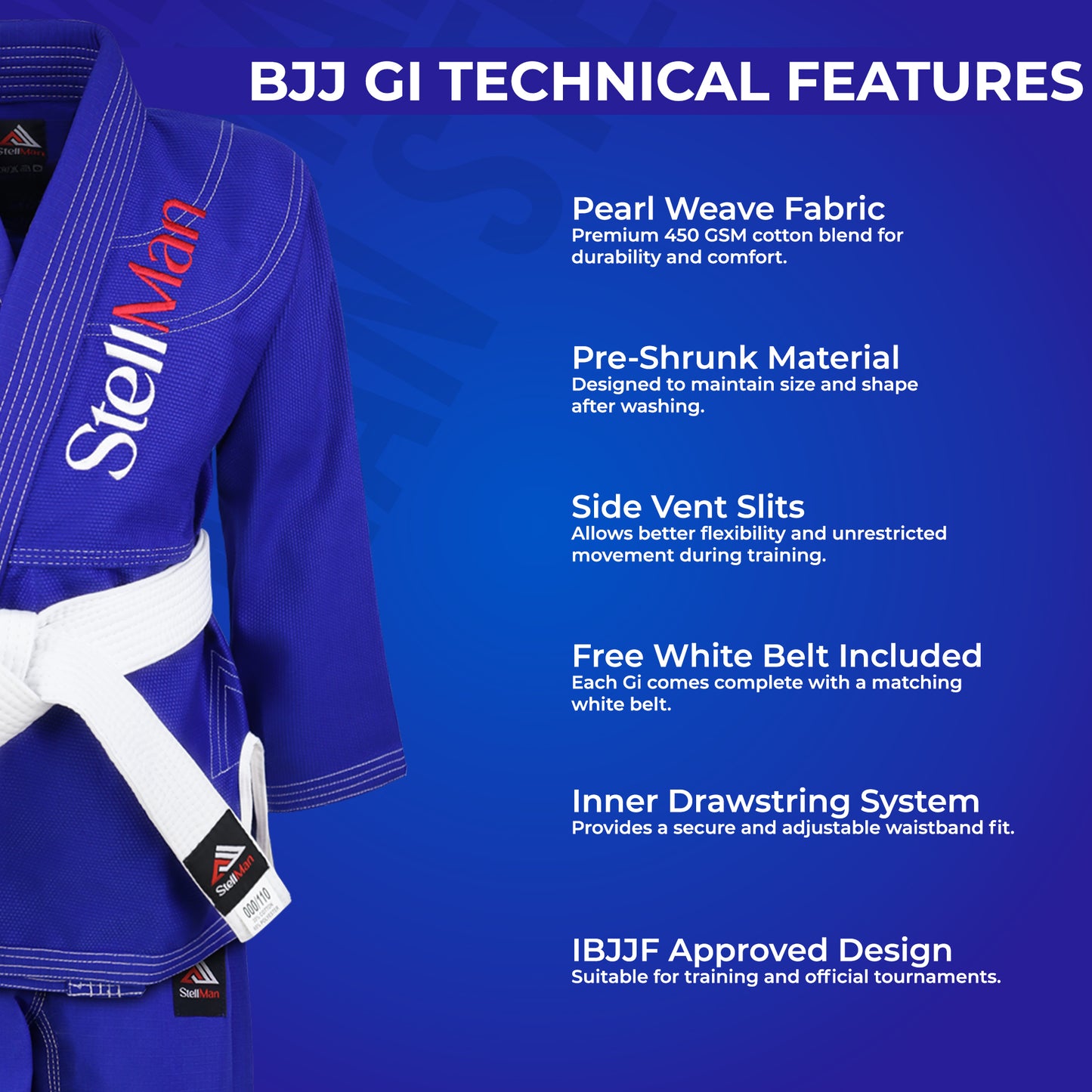 stellman youth bjj uniform blue